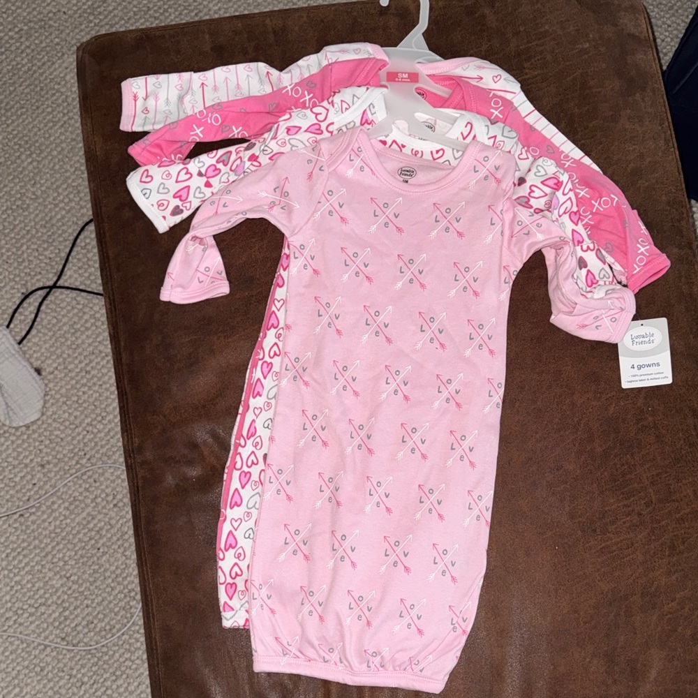 Luvable Friends Pink and White Kids Pajamas Nightgowns